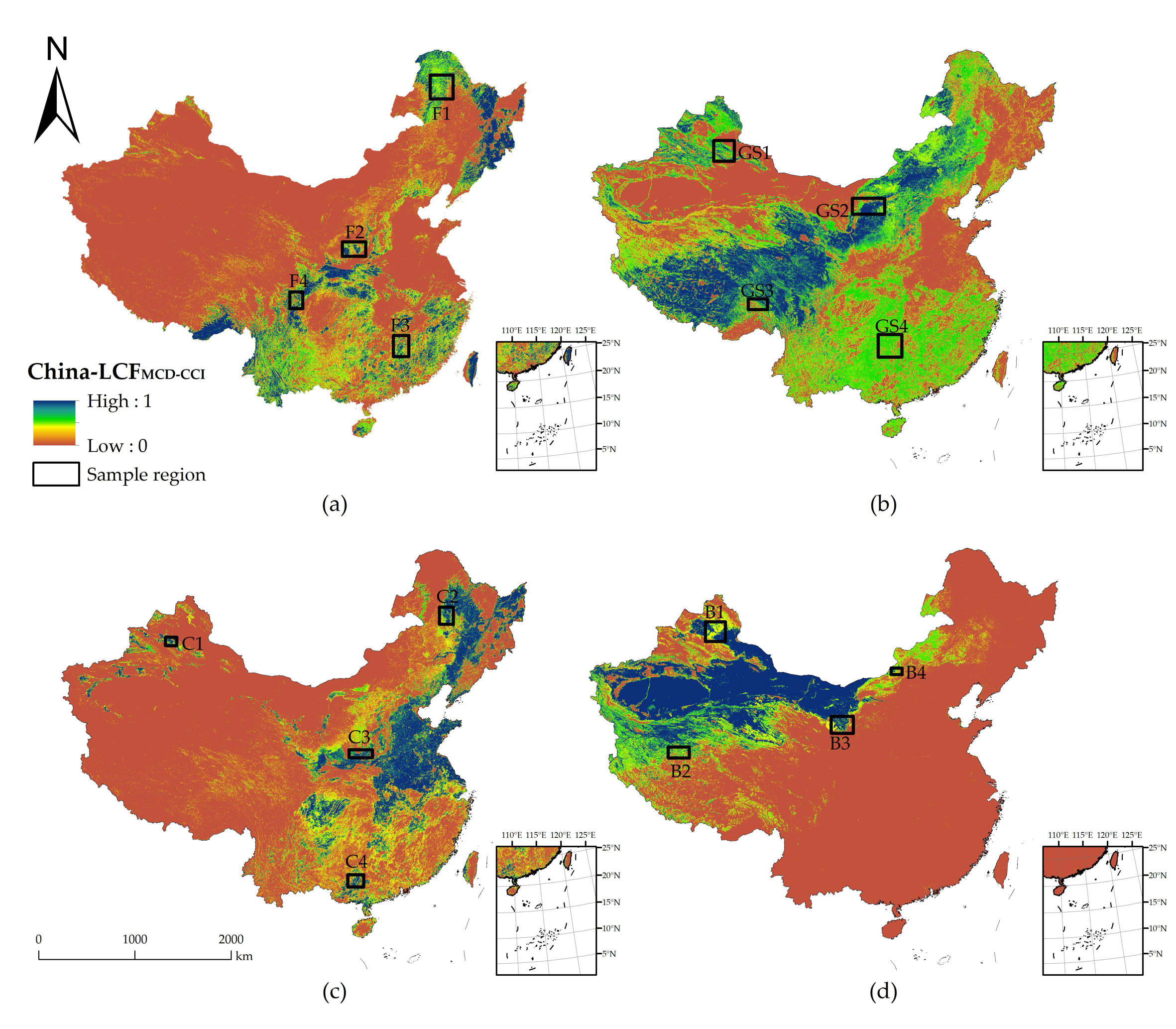 中国土地覆被占比数据集（2001-2018）